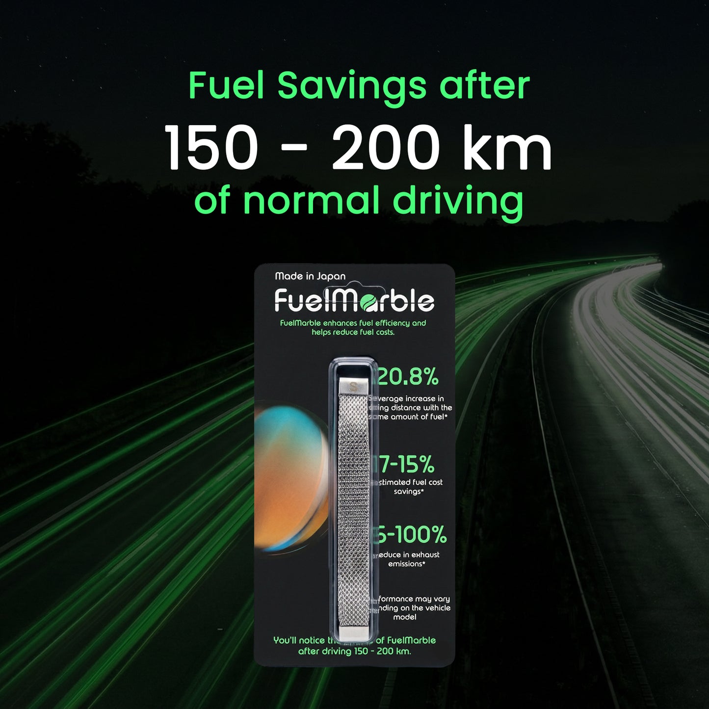 FuelMarble S | Proven Results | Fuel Savings after 150 - 200 km of normal driving 