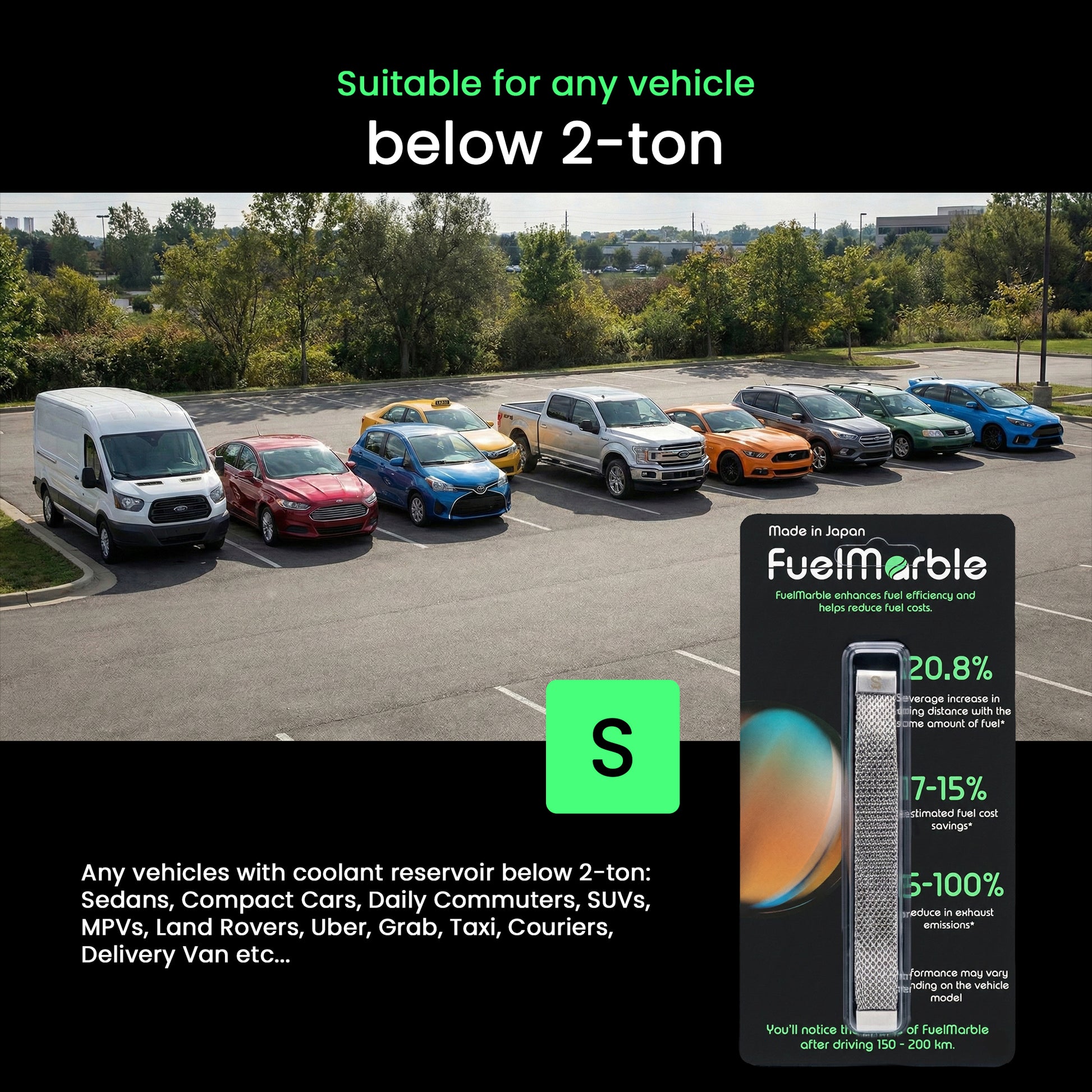 FuelMarble S | Suitable for any vehicle below 2-ton | Sedans, Compact Cars, Daily Commuters, SUVs, MPVs, Land Rovers, Uber, Grab, Taxi, Couriers, Delivery Van 